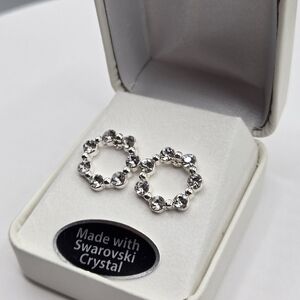Swarovski Elements Silver Circle Earrings Made With Swarovski Crystals